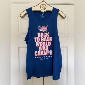 Back to Back World War Champs Blue Graphic Tank Top